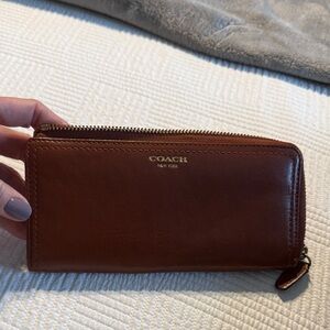 Coach Tan Leather Zip Wallet